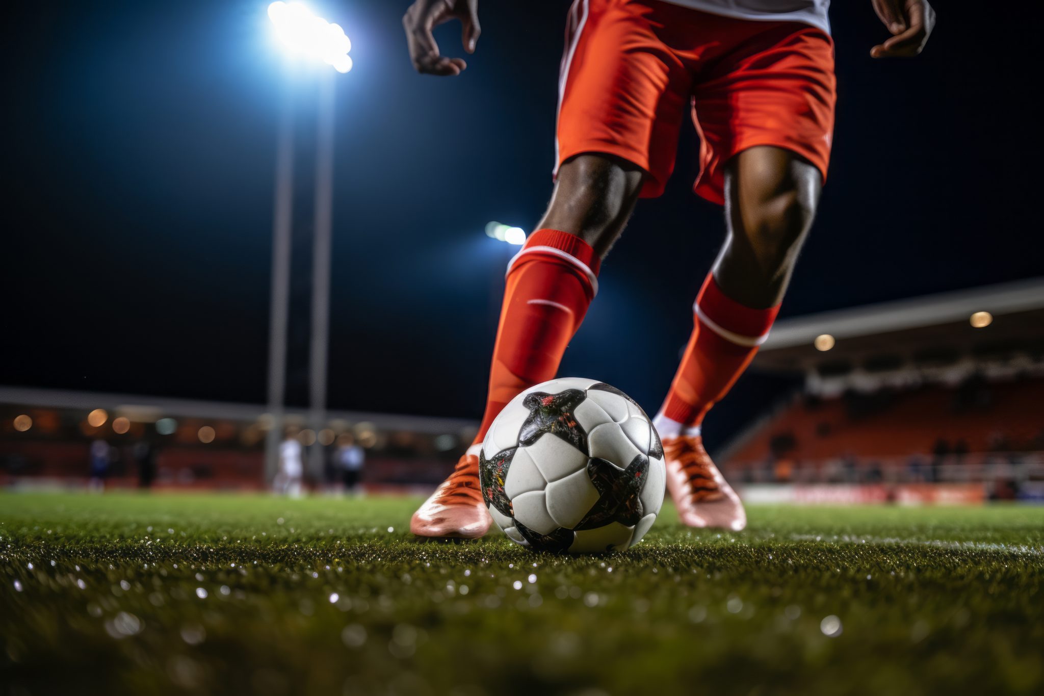 Football player kicking ball